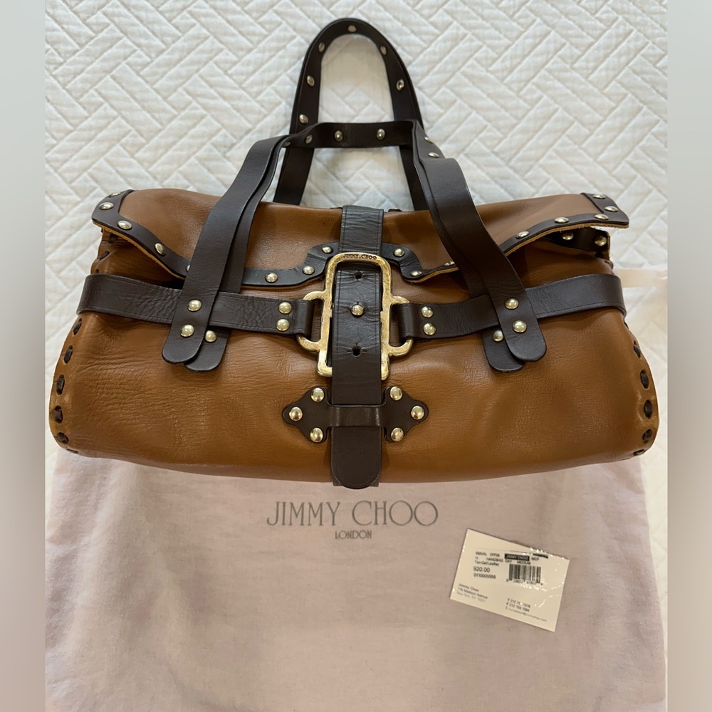 Jimmy Choo Day Handbag Medium - Tan Calf Leather - chocolate/camel color